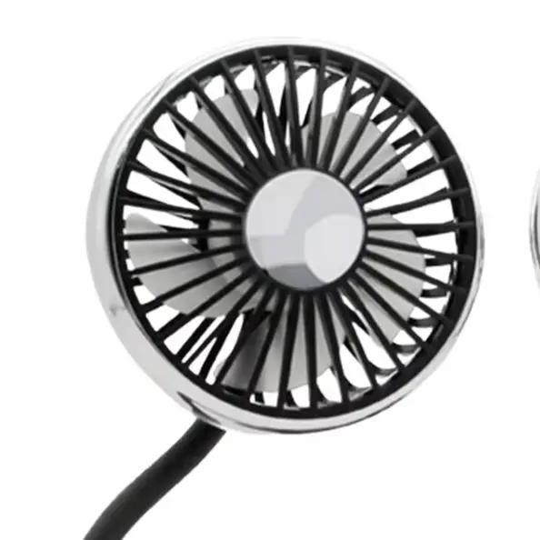 360 °   مروحة سيارة دوارة برأس مزدوج 3 سرعات تعمل بمنفذ USB للمقعد الخلفي لتبريد الهواء وتدفئة وتبريد وفتحات أنظمة وأجزاء HVAC