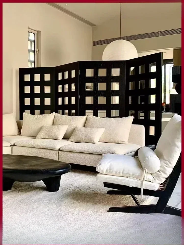 Designer joint screen, retro wabi-sandy wind folding screen bed and breakfast living room partition