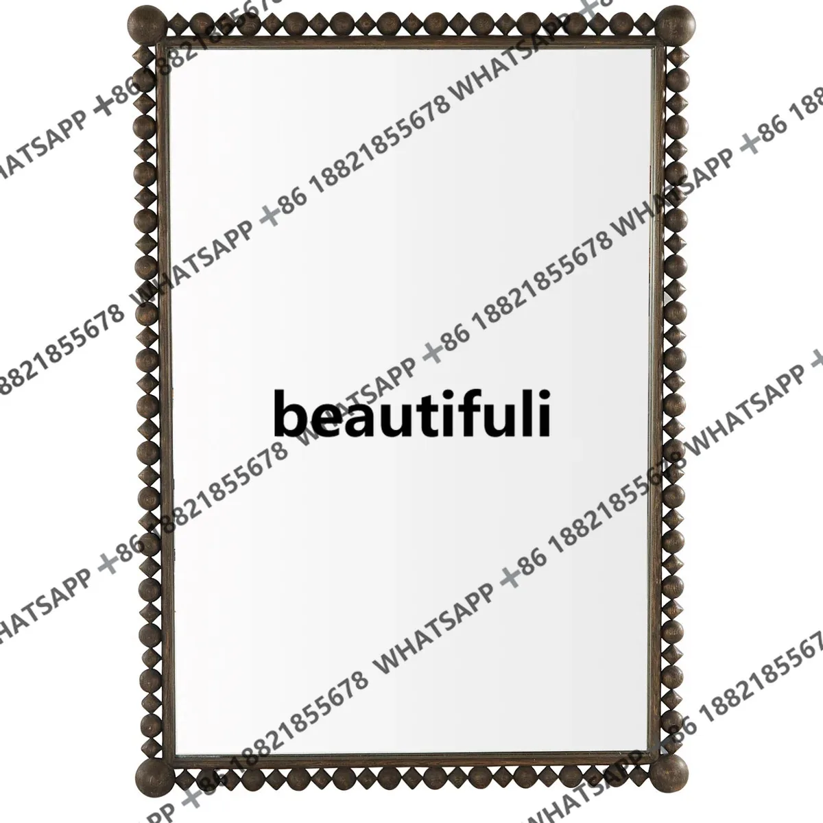 European retro rectangular frame cosmetic mirror antique bedroom living room wall hanging cosmetic mirror