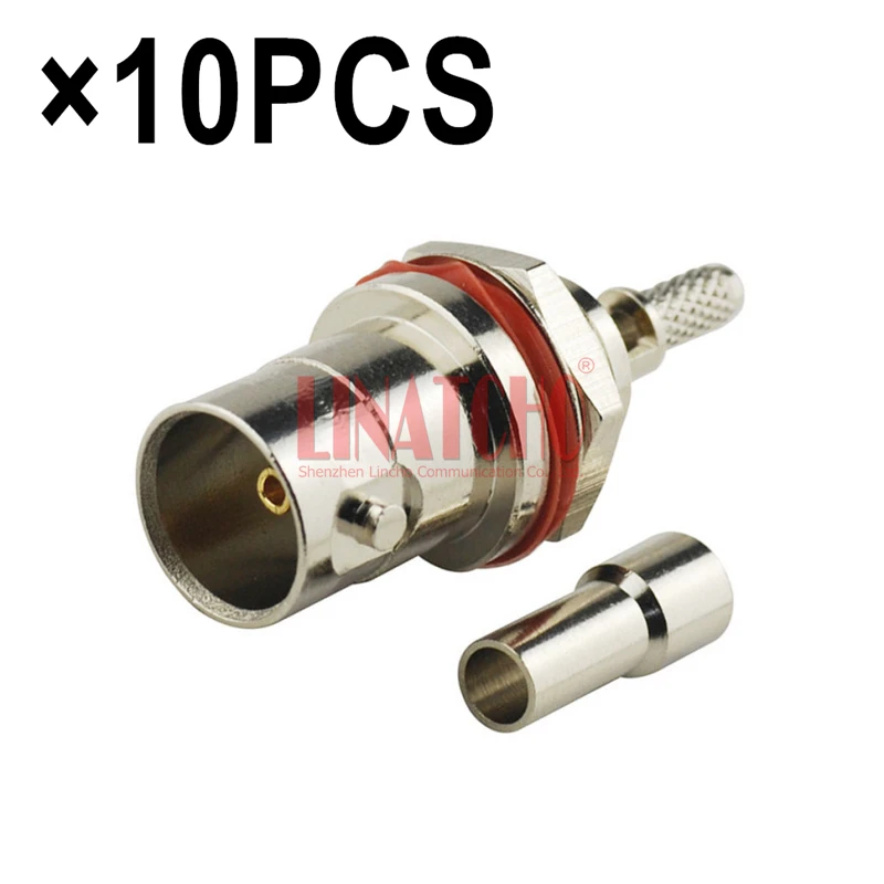 10PCS RG316 RG174 LMR100 Cable Jack Front Mount Bulkhead Waterproof Crimp BNC Female Connector