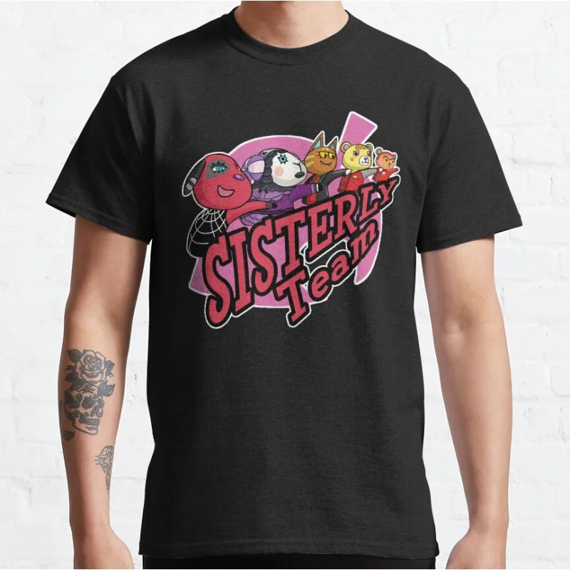 

Sisterly Team Cute cartoon Video game Animal Crossing Graphic T Shirts for men large size Adult tops S-6XL