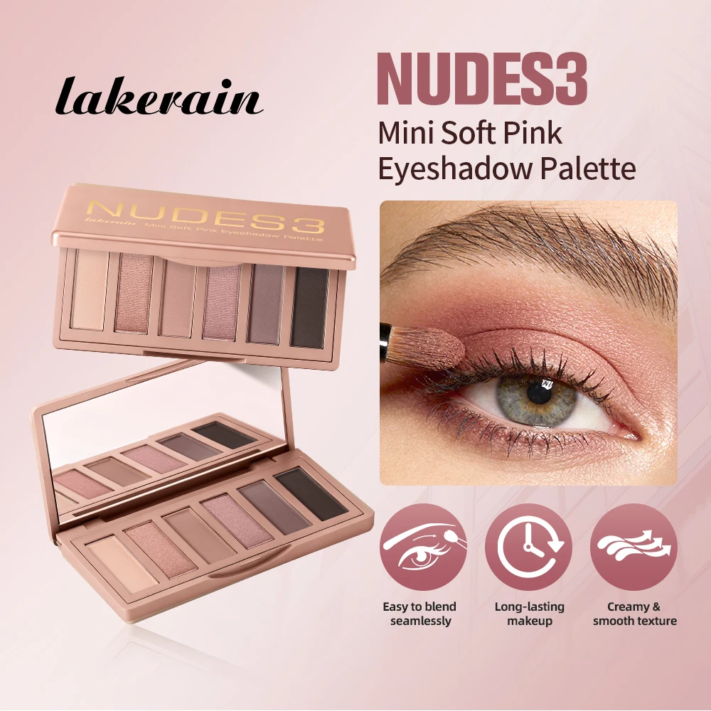 Mini Soft Pink Eyeshadow Palette Long Lasting All-Day Wear Brighten Eyes Matte & Shimmer Shadow Smooth Texture Eyeshadow Palette