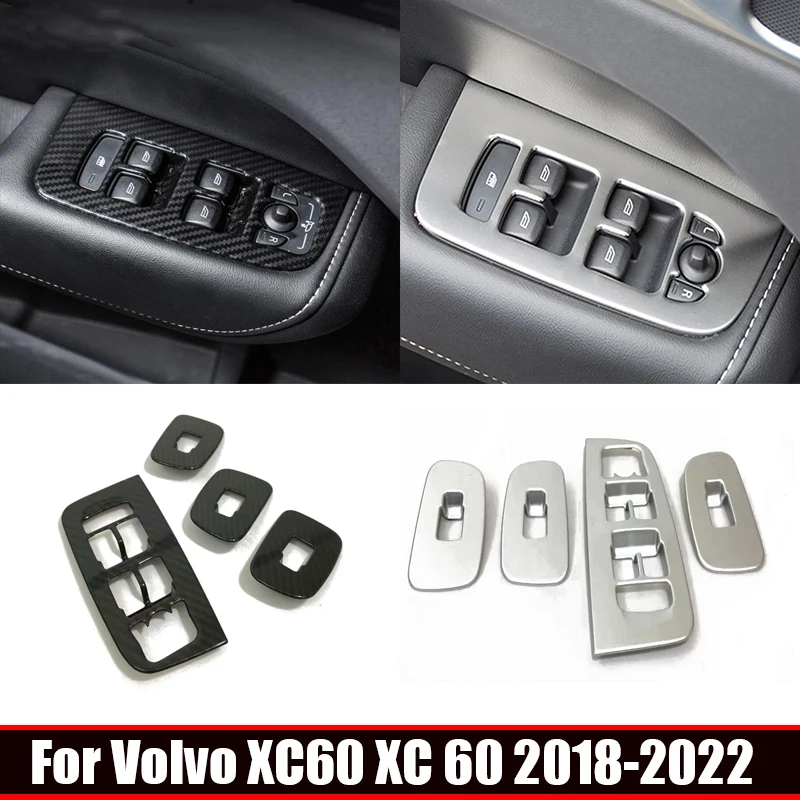 For Volvo XC60 2018 2019 2020 2021 2022 ABS Steel Car Door Armrest Panel Window Lift Switch Button Cover Trim Auto Accessories