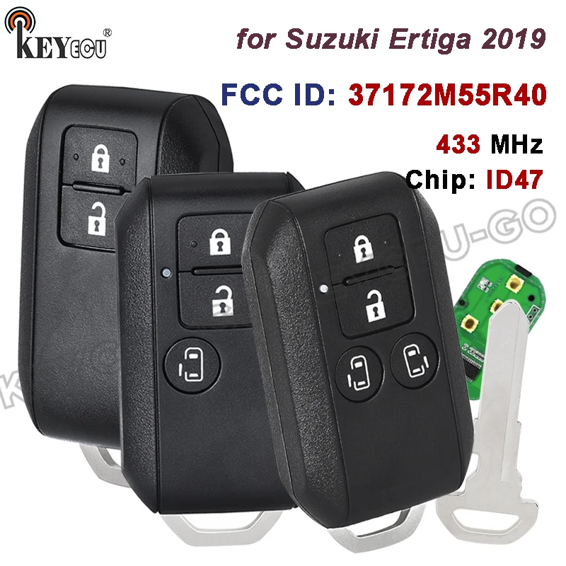 

KEYECU FCC ID: R74P1 P/N: 37172M55R40 for Suzuki Ertiga 2019 Keyless-Go Smart Remote Key Fob 433MHZ FSK ID47 Chip