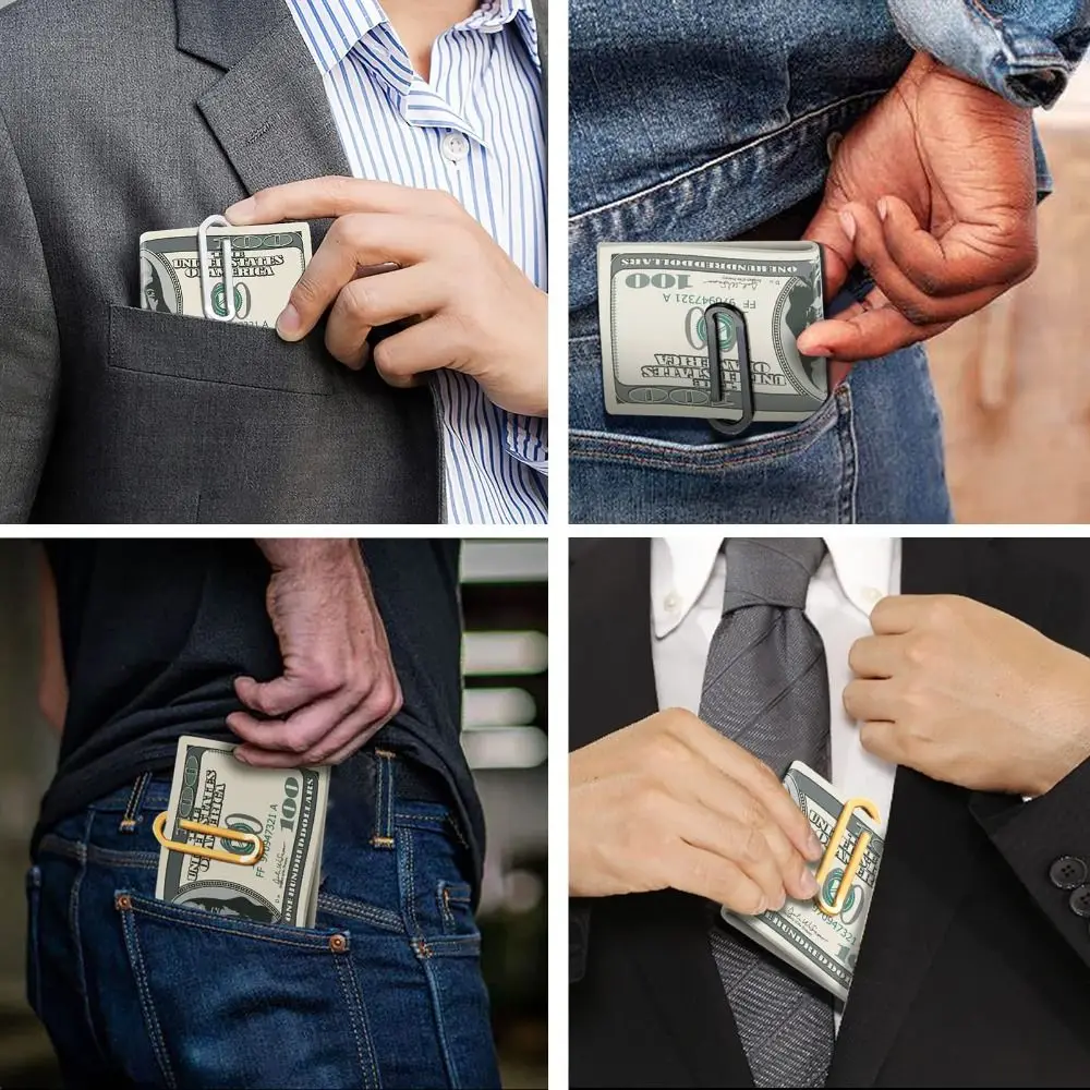 2025年新作 クリエイティブ マネークリップ 超薄型 ステンレス製 紙幣ホルダー ミニマリスト ペーパークリップ 財布 メンズギフト