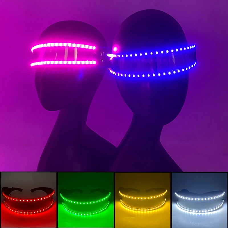

Unisex LED Luminous Cyberpunk Glasses Evening Dance Colorful Glasses Stage DJ Atmosphere Glasses Halloween Fluorescent Props