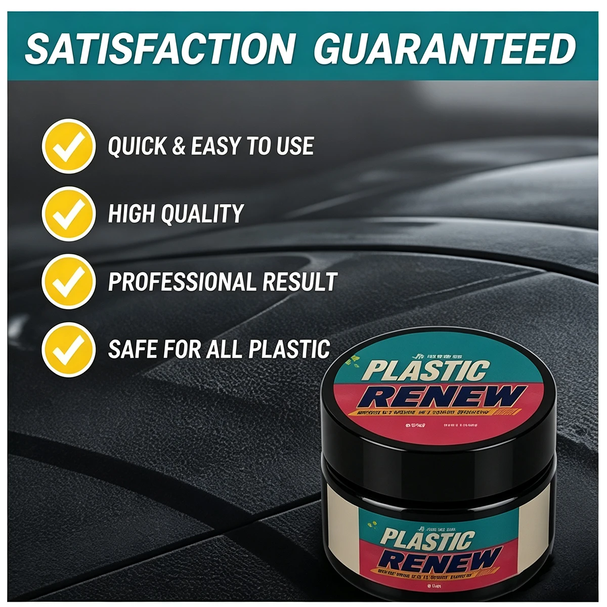 Car Plastic Repair Paste Restore Strengthen Protect Black Shine Anti-Fade Long-Lasting Maintenance Auto Detailing YT2052