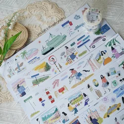 1-pętla Wanle Studio Happy Travel Vanse taśma Washi DIY Decor Scrapbooking Journaling materiał plan naklejki