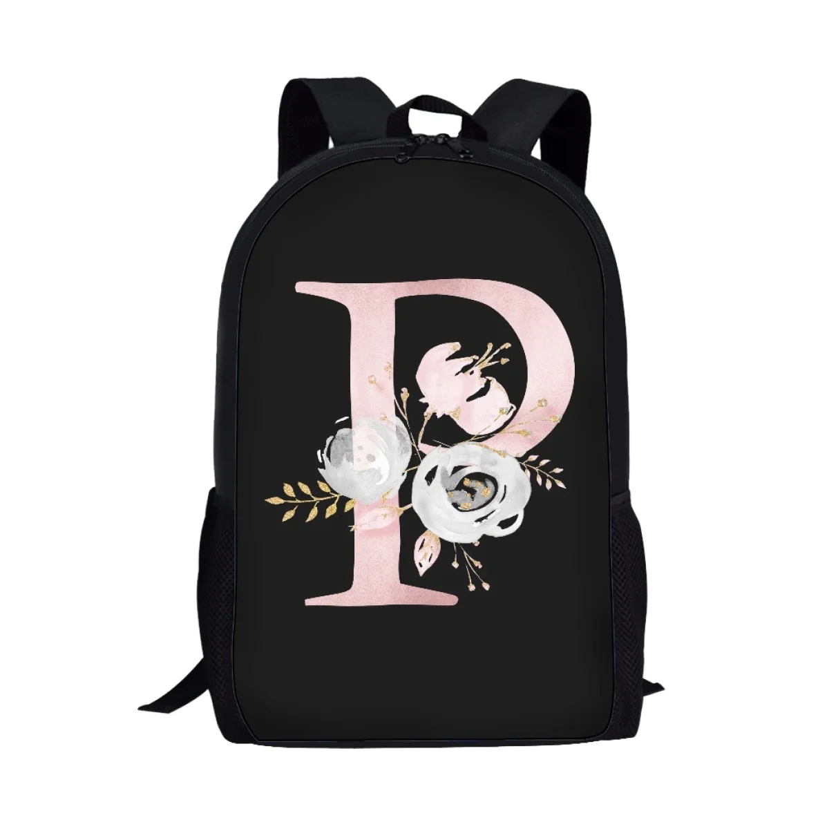 Mochila Art Letter Flower Design, mochila escolar para homens e mulheres, mochilas casuais de viagem para adolescentes para meninas e meninos