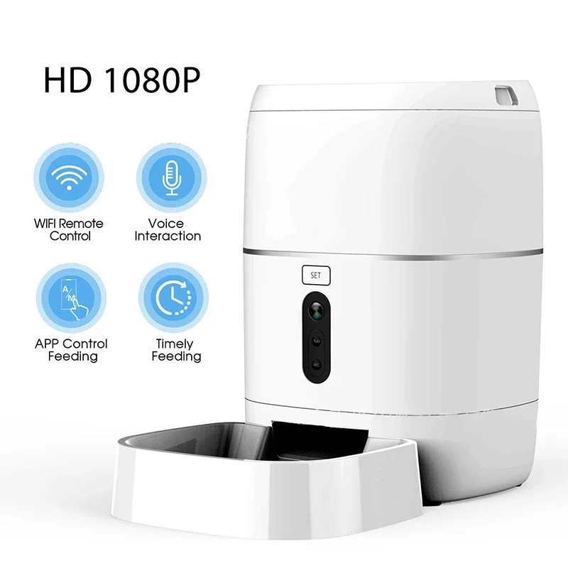 Pengumpan hewan peliharaan otomatis pintar 5v kamera nirkabel mendukung keamanan pengumpan hewan peliharaan jarak jauh jaringan rumah pintar