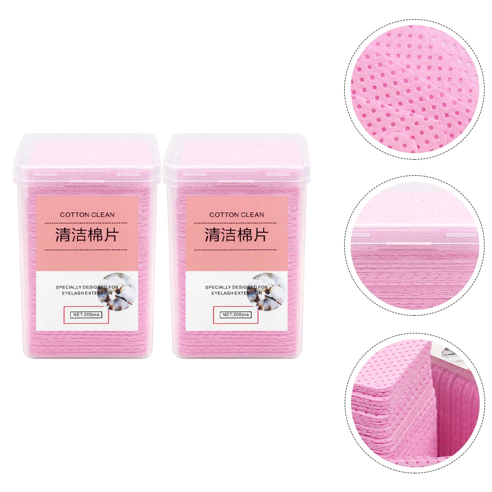 

400pcs Glue Cleaning Wipes For Eyelash Adhesive Remover Travel Friendly Compact Premium Pads Pink Salon Tools