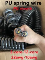 Cable espiral de alambre de resorte 2 core22awg-10 awg cable PUR de escala de núcleo de cobre puro 3/4/5 núcleos 17/18awg cable de señal elástico 1-15m