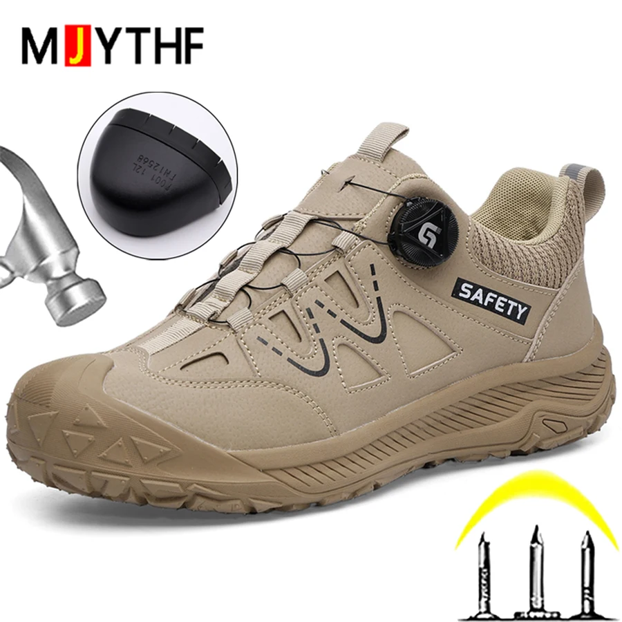 Rotating Button Indestructible Shoes Work Boots Men Work Sneakers Puncture-Proof Safety Shoes Men Protection Shoes Security Boot