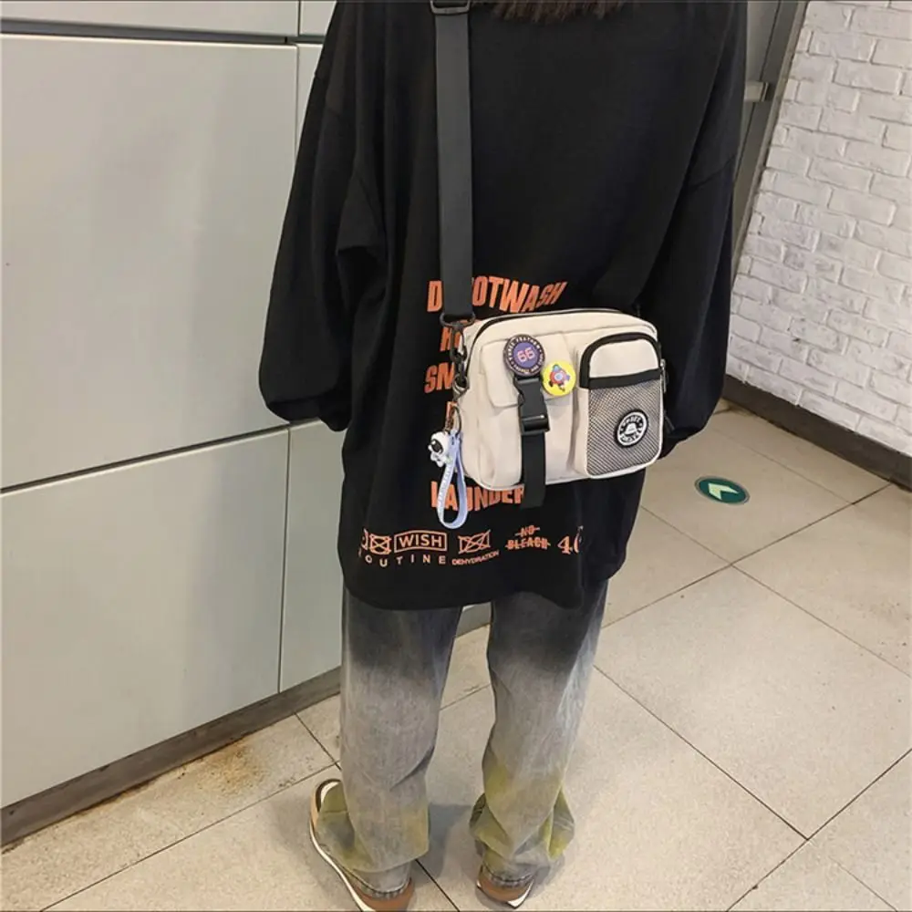 

Мини-быстросохнущая парусиновая сумка через плечо с подвеской в стиле Харадзюку, мужская сумка через плечо, портативная сумка для мобильного телефона на каждый день