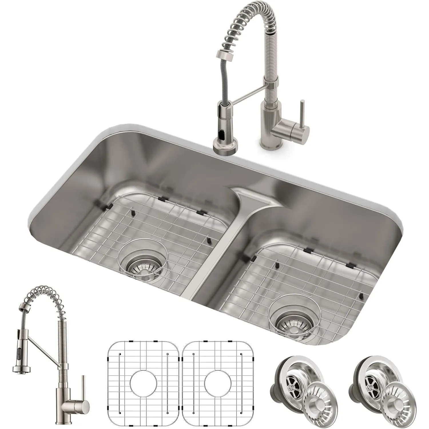 

KRAUS KCA-1200 Ellis Kitchen Combo Set with 33-inch 16 Gauge Undermount Kitchen Sink and Bolden 18-inch Pull-Down Commercial