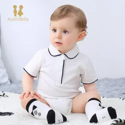 AustinBella Wholesale Baby Boy Summer Clothes Clothing for Babies Newborn Toddler Short Sleeve Romper Jumpsuit Cotton Bodysuit