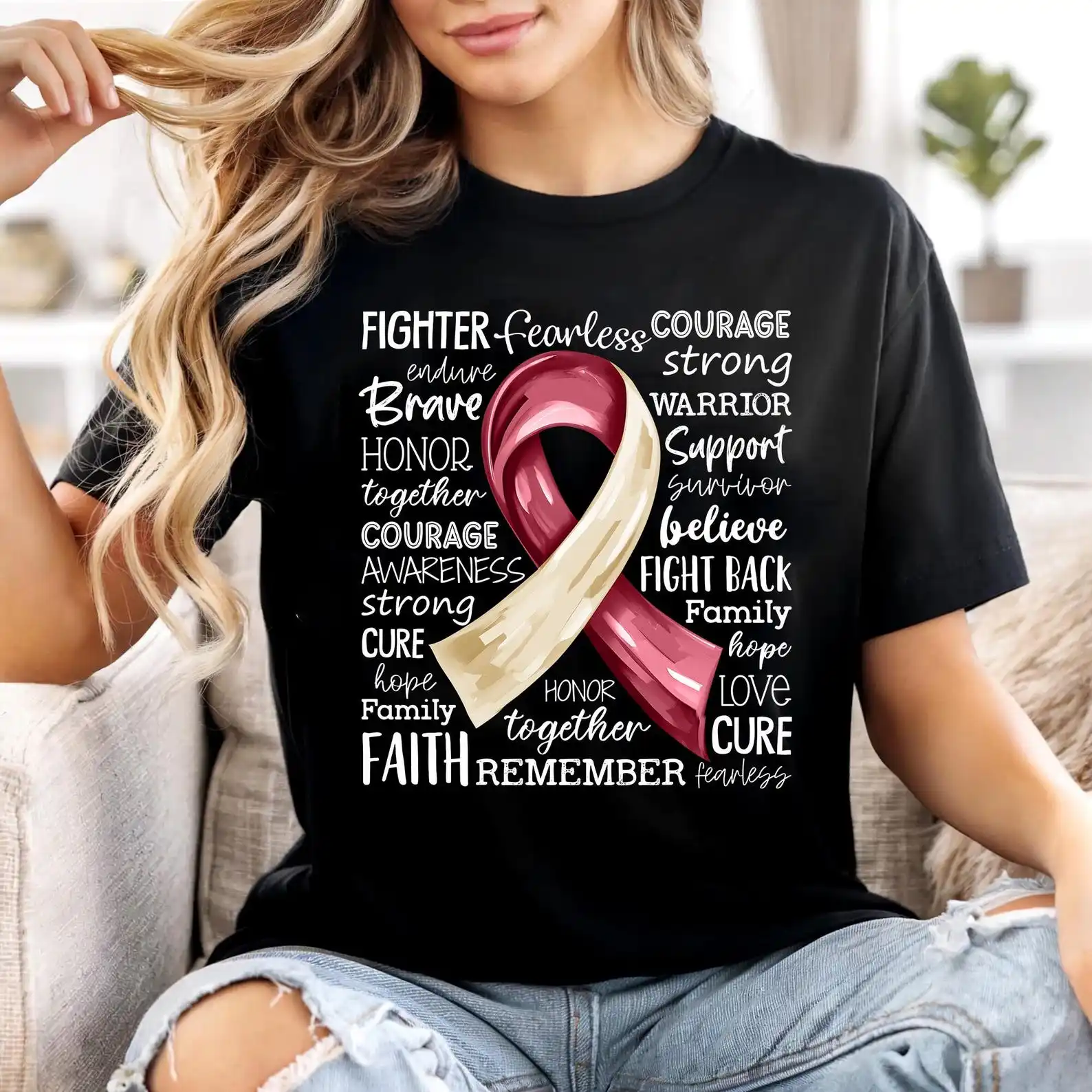 Support Squad Cancer Awareness T-Shirt Women Men Short Sleeve Tshirts Team Support Cancer Gift Tops