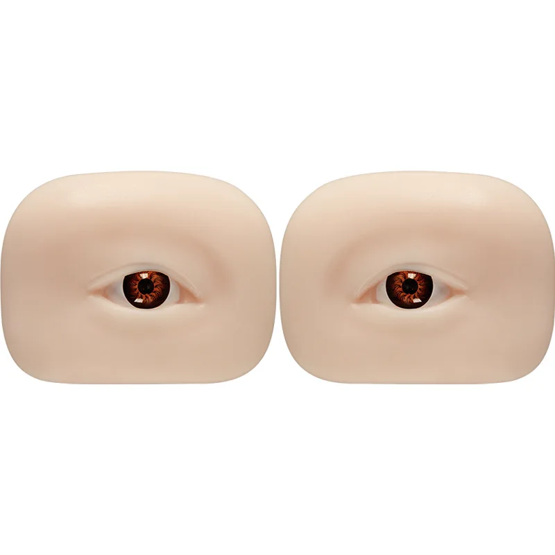 2 Pair 5D Soft Silicone Eyebrow Tattoo Practice Skin Eye Module Simulation Embroidery Beginner Eye Makeup with 3D Eyelashes