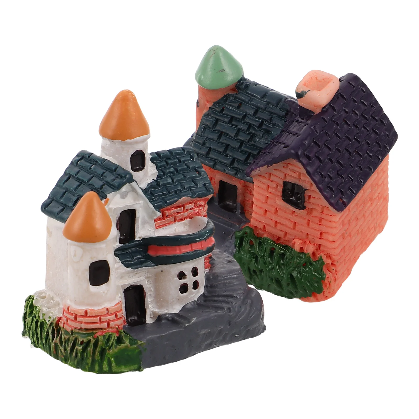 

2Pcs Miniature Village Houses Resin Classic Two-Story White Wall Chinese Architecture for Bonsai Fairy Garden Succulent