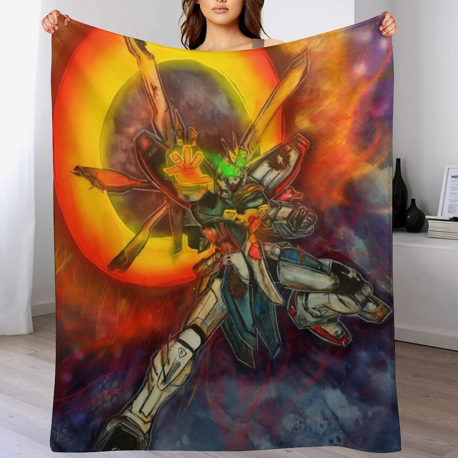 Burning Gundam Throw Blanket warm for winter Extra Large Throw Blankets