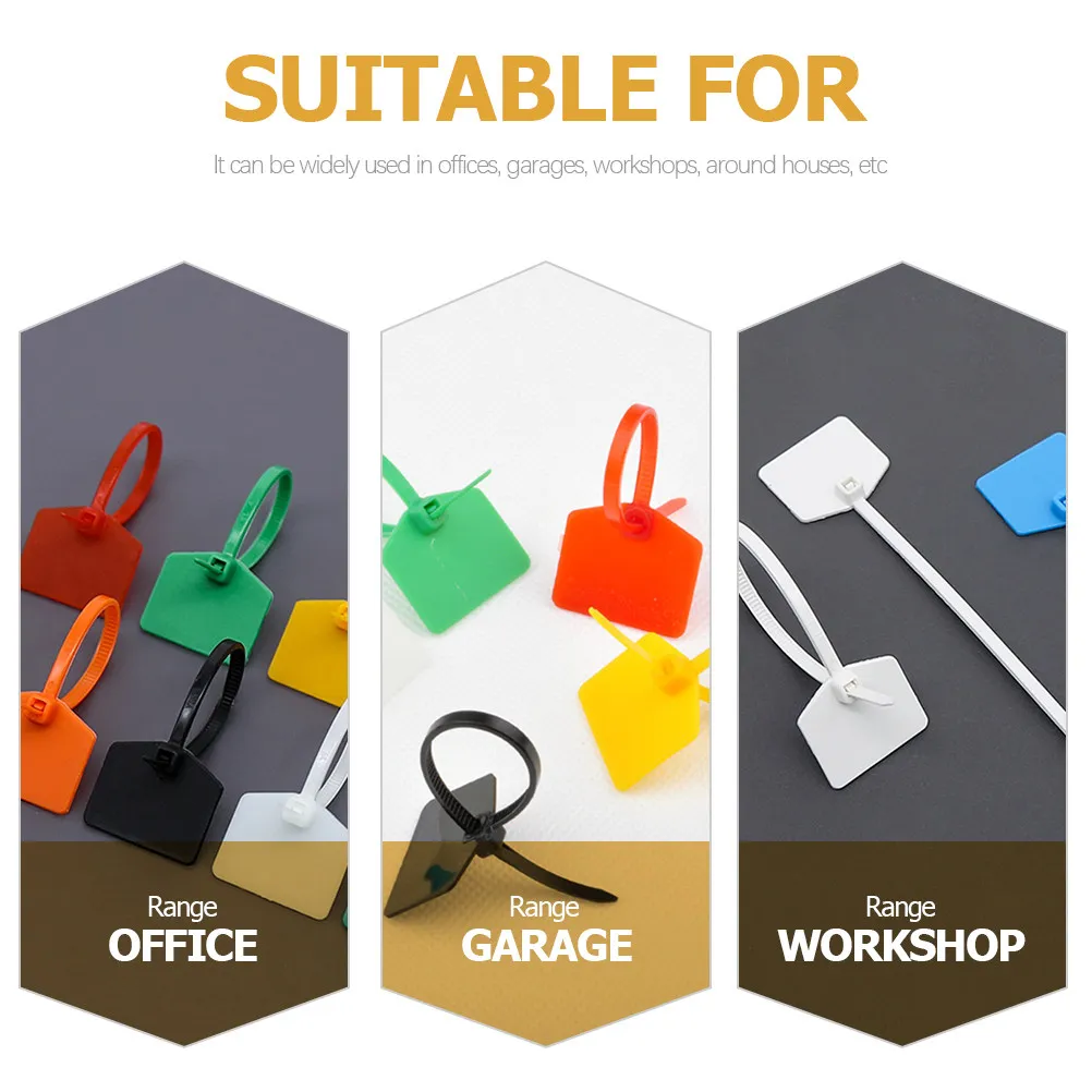 120Pcs Nylon Cable Ties with Label Tags Self-Locking Zip Ties for Wire Bundling Cable Organization Indoor Use High Temp