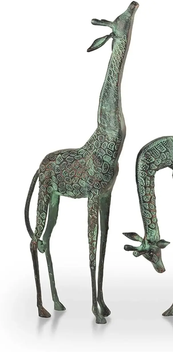 SPI Home Verdigris Finish Cast Aluminum Treetopper Giraffes Garden Sculpture Outdoor Décor