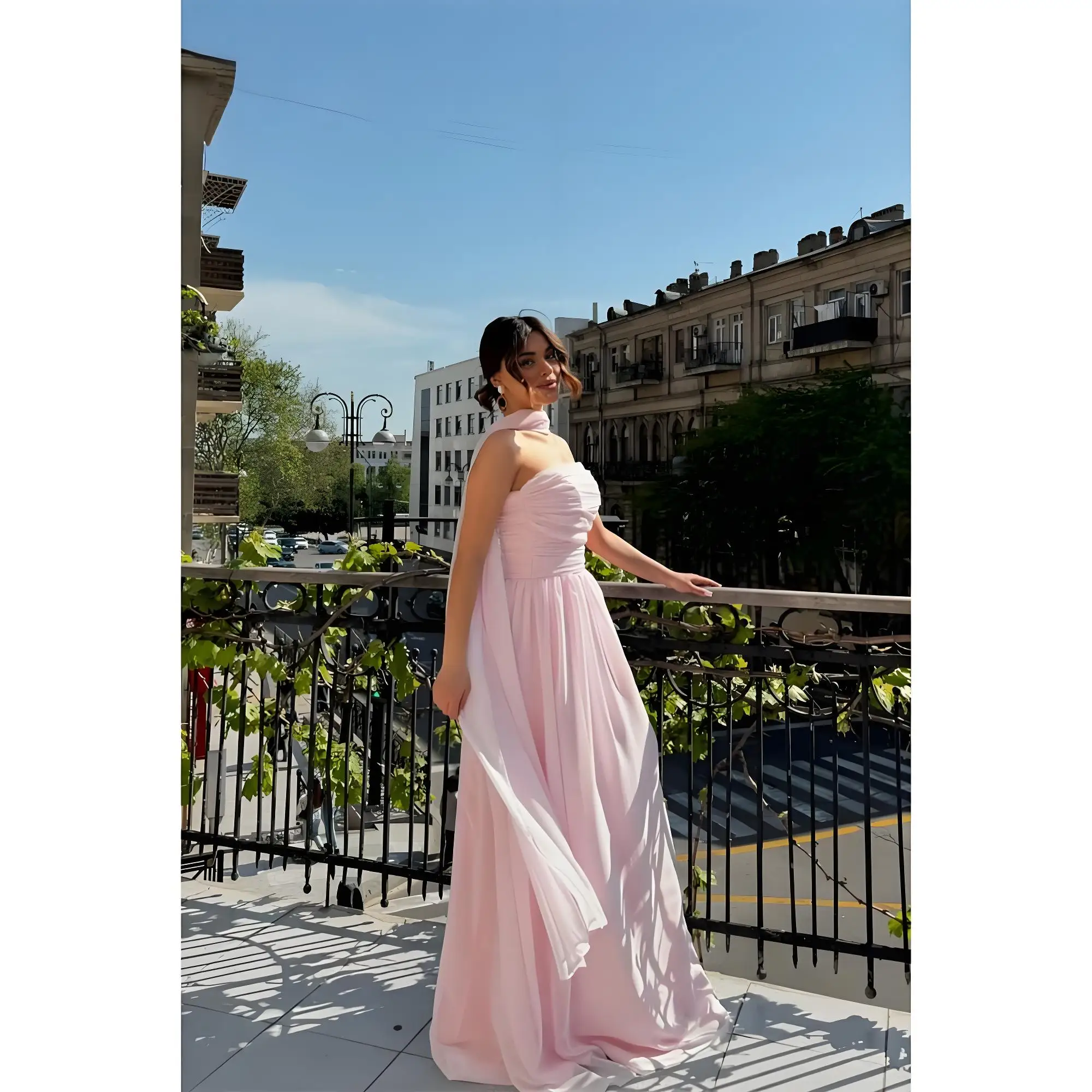 Beshinel personnalisé rose en mousseline de soie sans bretelles robes de demoiselle d'honneur sans manches plissé une ligne formelle Occasion fête robes de soirée 2025