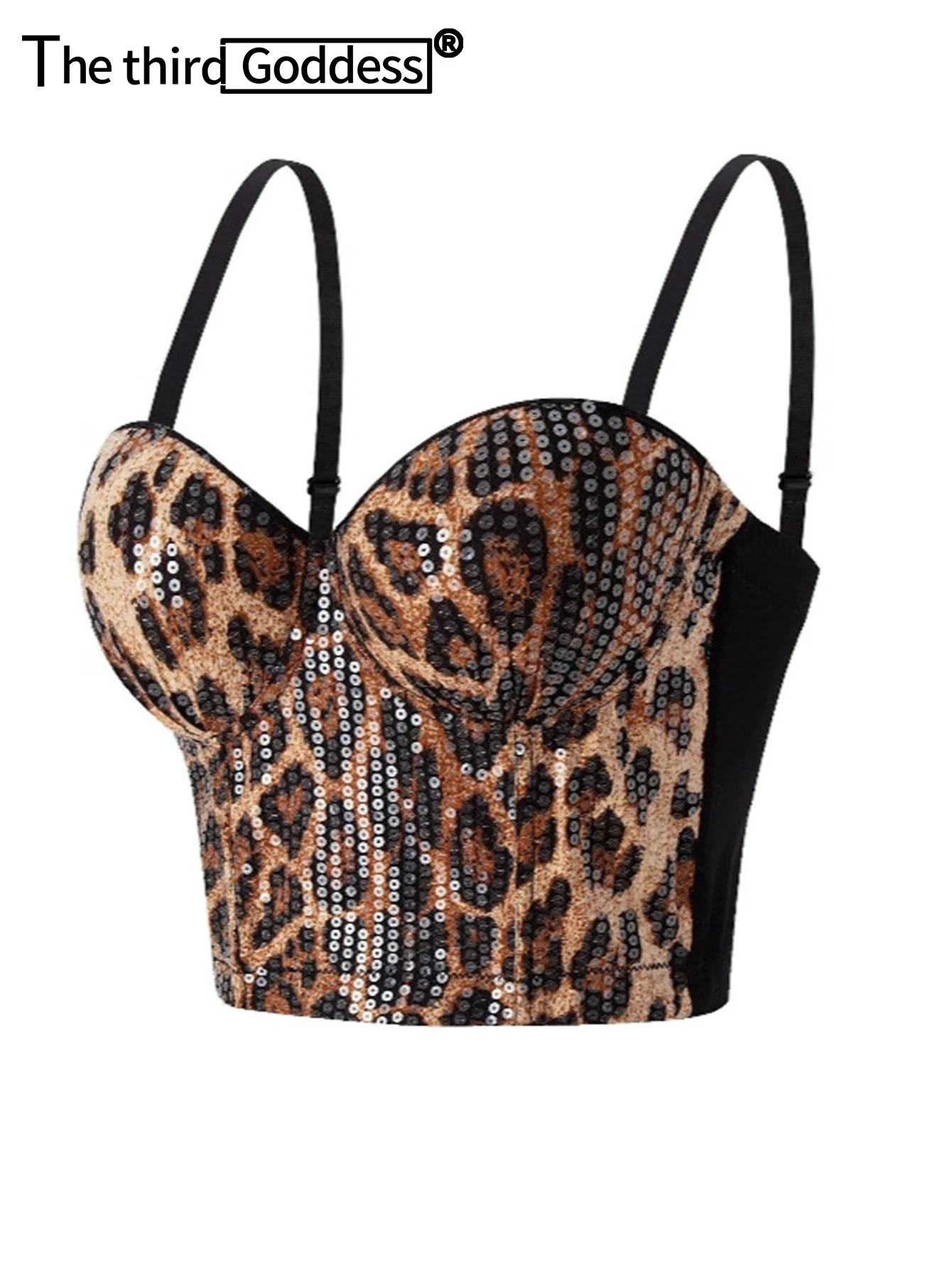 

Sexy leopard print sequin corset crop top women summer nightclub party tops woman 2025 halter tank top y2k clothes street wear