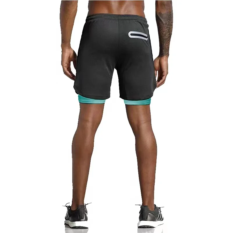 Short de course 2 en 1 pour hommes, vêtements de Sport d\'été, pantalon court à Double couche, vêtements d\'entraînement, de gymnastique, de Fitness,