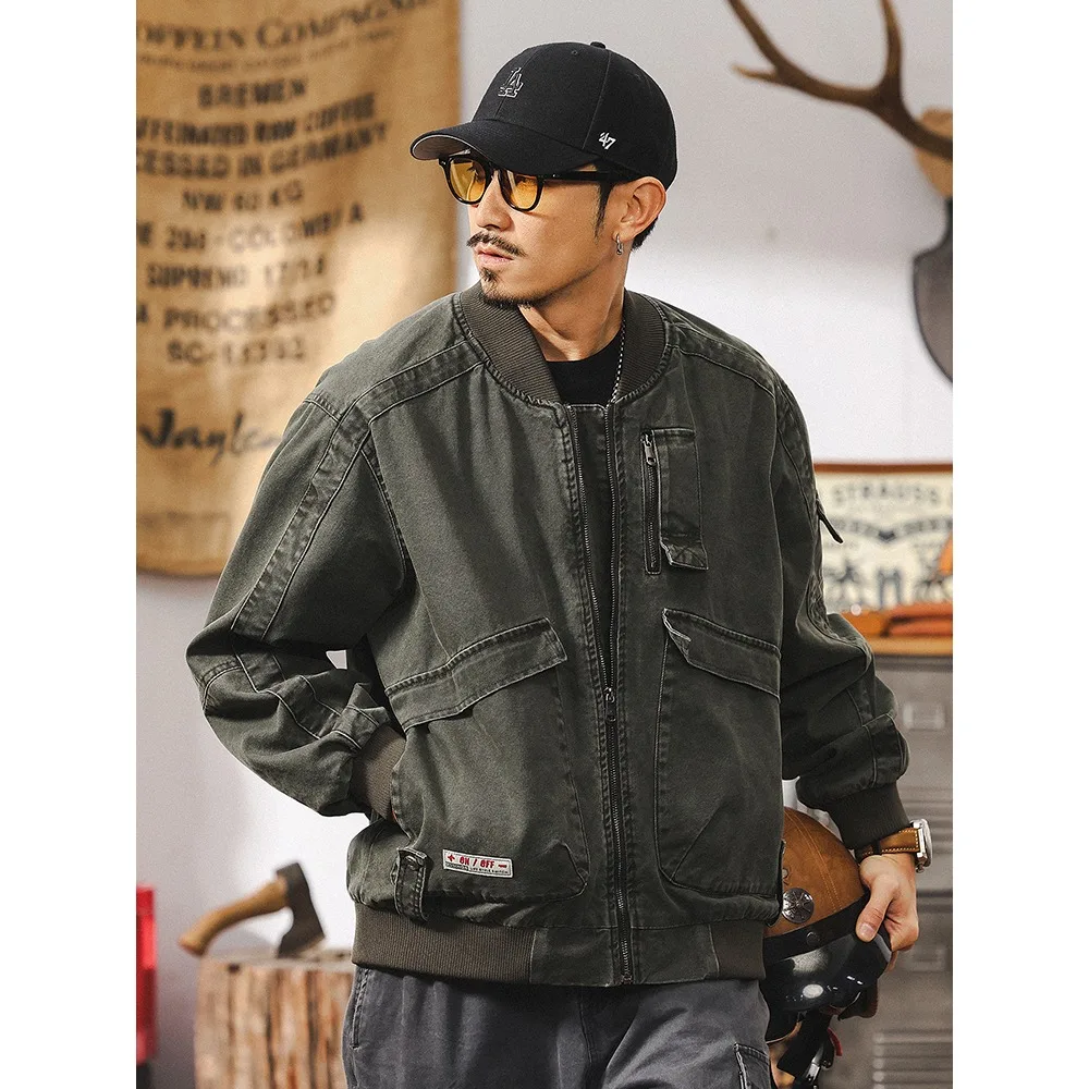 The new retro American-style washed distressed jacket from Men's Spring and Autumn, Amekaki work jacket