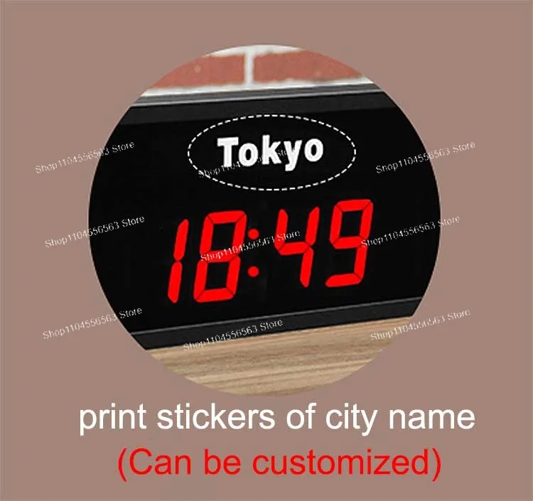 LED Digital Wall World Clock for Hotels, 3-Time Zone, World Time Clock