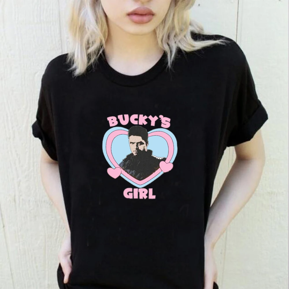 Bucky\'s Girl Shirt Vintage Bucky Barnes Graphic Tee Superhero Inspired Women Y2k Aesthetic T-shirt Cute Sebastian Stan Shirt Top