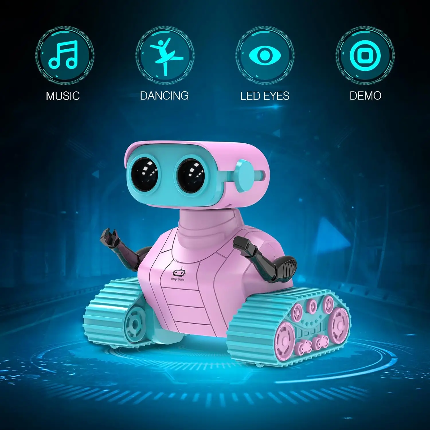 ALLCELE Robot Toys, Robot RC per Bambini Ragazzi, Giocattolo Telecomandato con Musica e Occhi LED, Regalo Ideale per Bambini-Rosa Blu