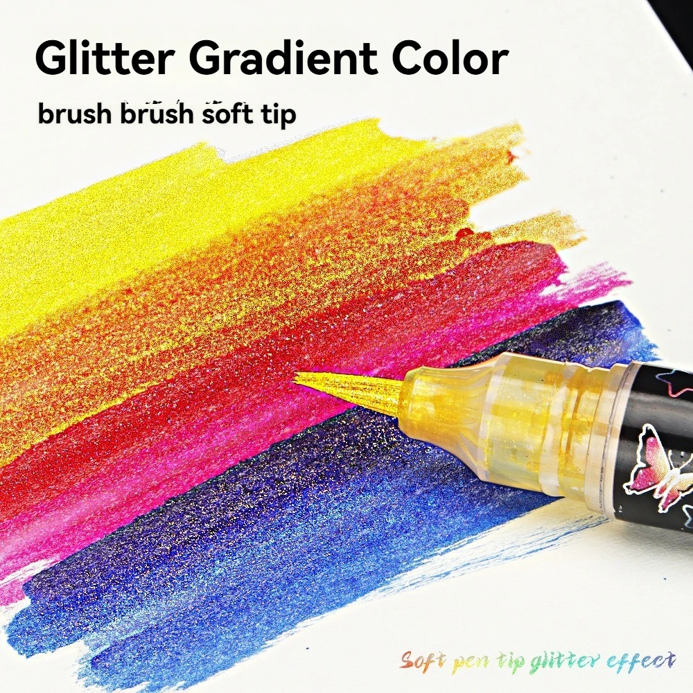 10 ألوان فرشاة فراشة علامات أكريليك أقلام طلاء لامعة لامعة ولامعة لصخور السيراميك والزجاج والخشب والنسيج سكرابوكينغ