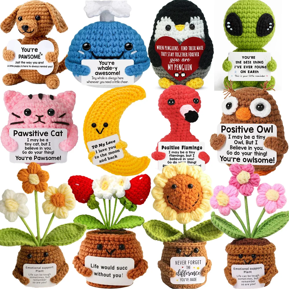 Muñecos de ganchillo personalizados hechos a mano, animales de bolsillo, plantas positivas, muñecos de punto únicos y personalizados, juguete de peluche, regalo para la persona que amo