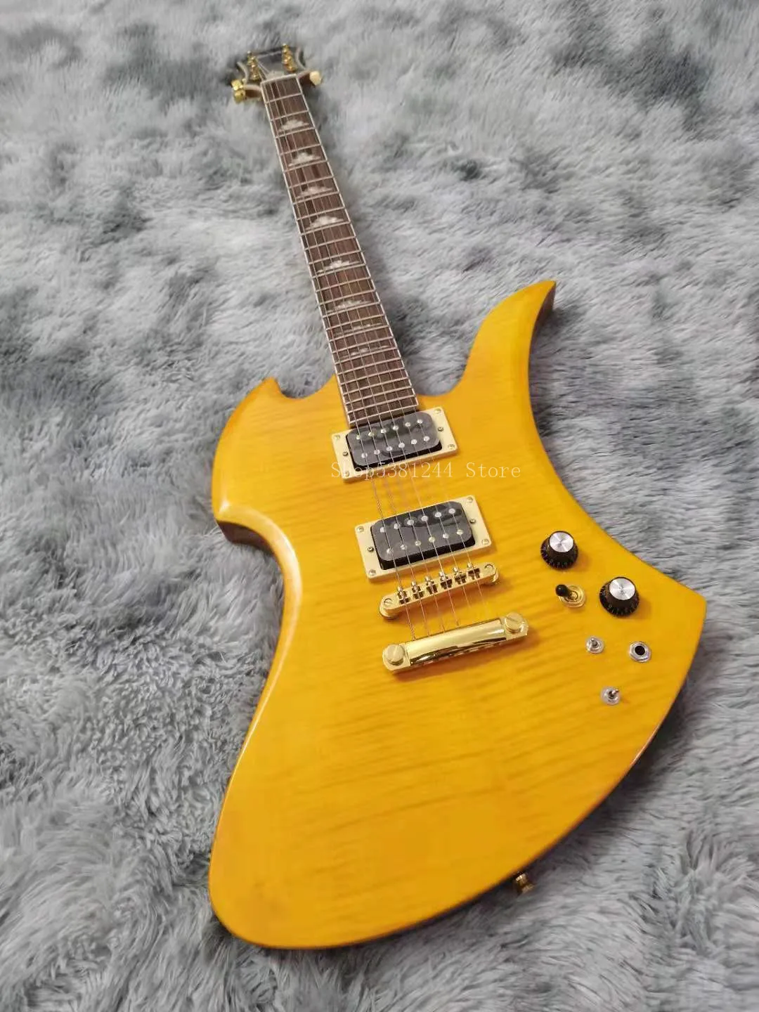 Free transportation, 6-string electric guitar, yellow tiger surface, customizable