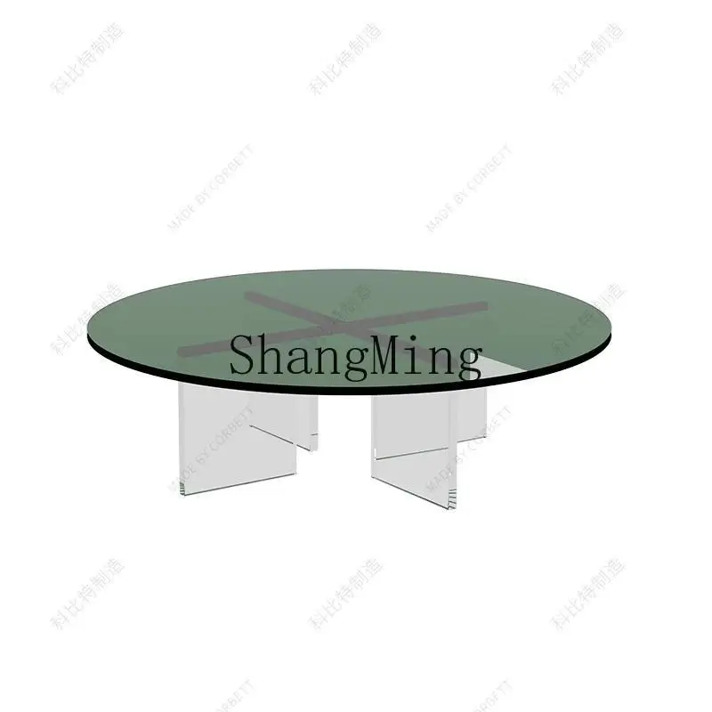 CL extremely simple side table, transparent round table light luxury suspended coffee table, home living room sofa,