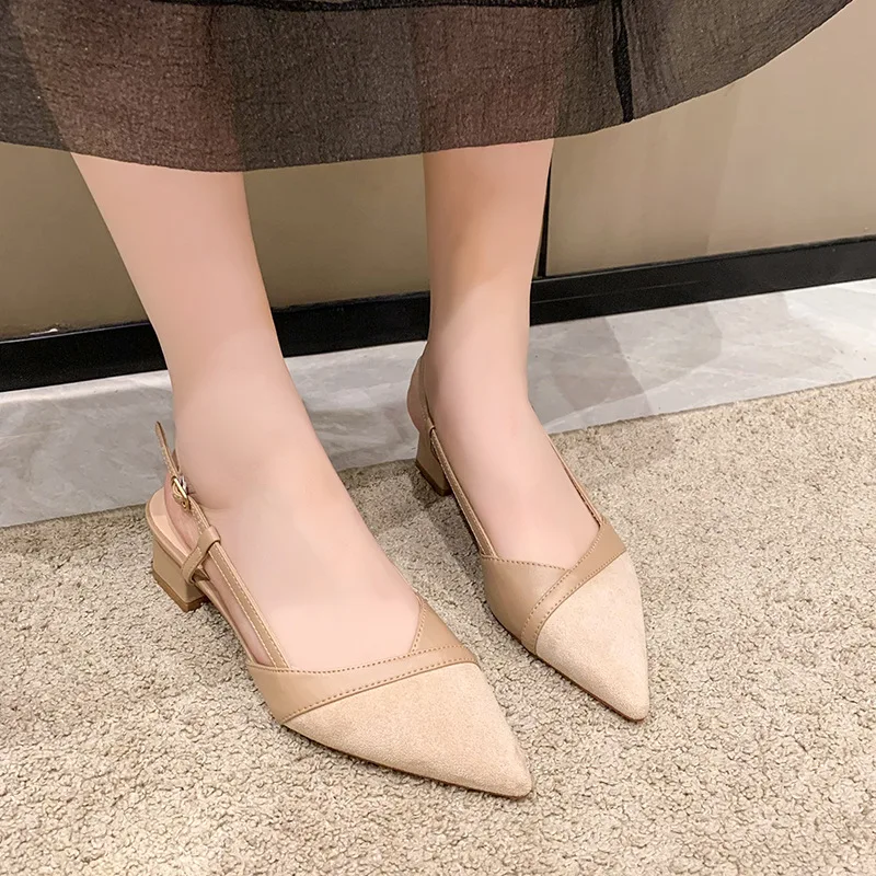 Women New Baotou Sandals Casual pointed high heels Outdoor fashion buckle sanda Coarse following comfort single shoe Zapatos
