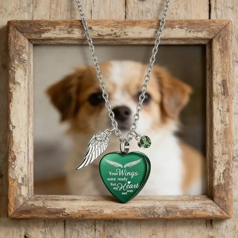 QX2E Encarved Love Heart Pendant Pet Ashes Necklace Memorial Lockets Jewelry For Loss Pet Remembrances And Emotional Comfort
