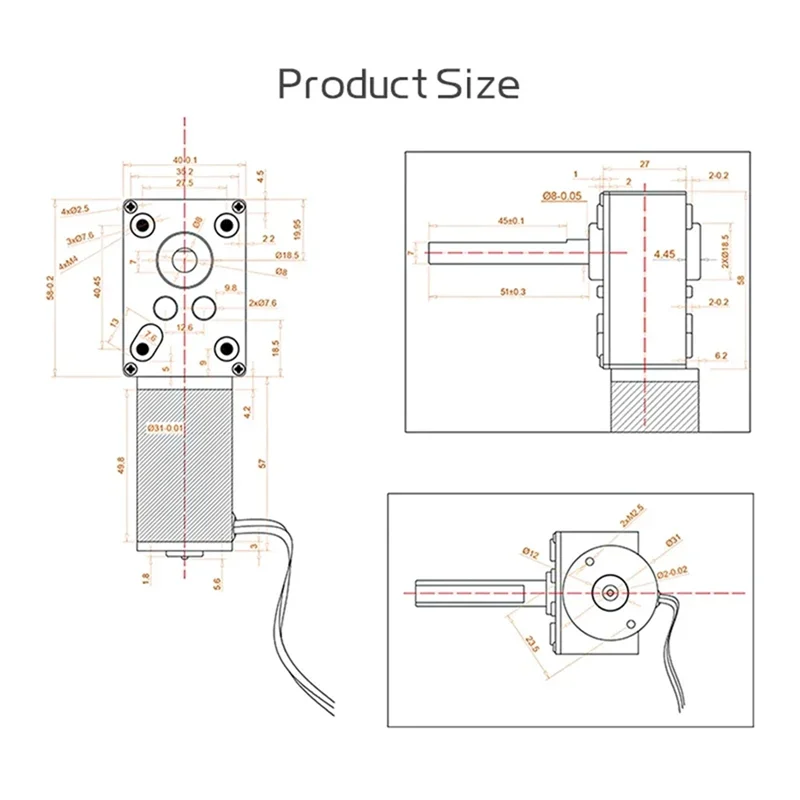ABVA-Worm Gear Reducer Motor 12V 5840-31ZY Copper Self-Locking 470RPM For Electronic Engine