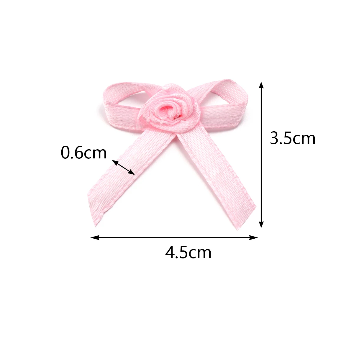 50 sztuk 3.5 * 4.5cm Mini Rose Head Ribbon Bows Twist Tie Bows Satin Ribbon Bow For Making Craft Sewing Clothing Accessories