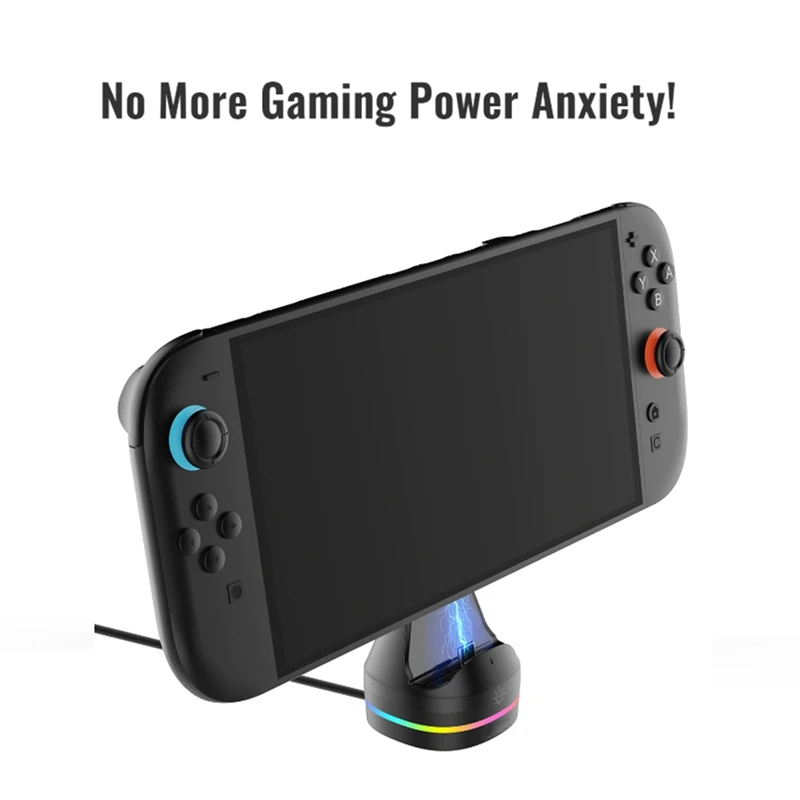Super Sale For Switch 2 Console Charging Dock Portable Charging Dock with RGB Lighting Small Single Charger with Type-C Interf