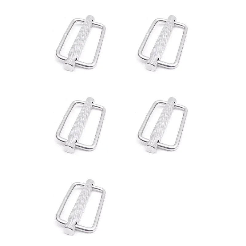 A89E-5Pcs 50Mm 316 Stainless Steel Slide Buckle Triglide Webbing Slider Strap Keeper For Harness Waist Strap