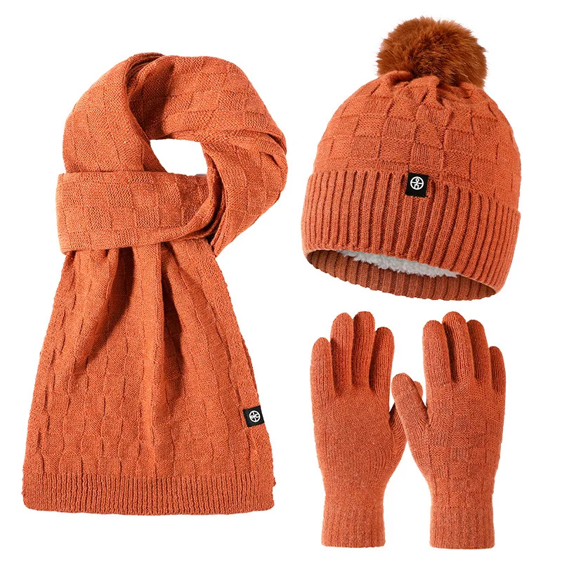 Ensemble écharpe et gants en laine de haute qualité pour femme, bonnet en velours, pompon, sourire, hiver, livraison gratuite