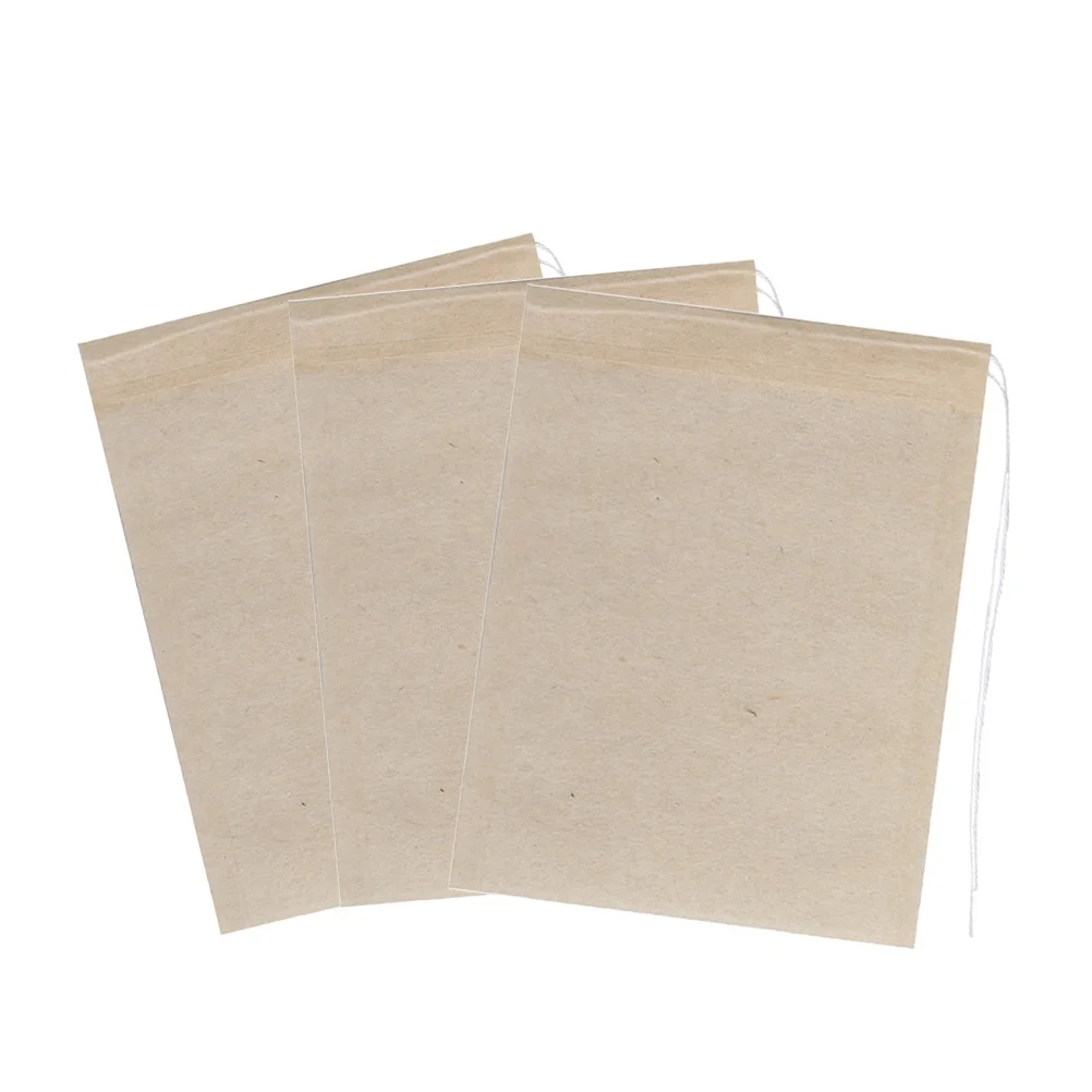 100pcs 7x9cm Drawstring Tea Bag Filter Paper Empty Tea Pouch Bags for Loose Leaf Tea Powder (Original Color)