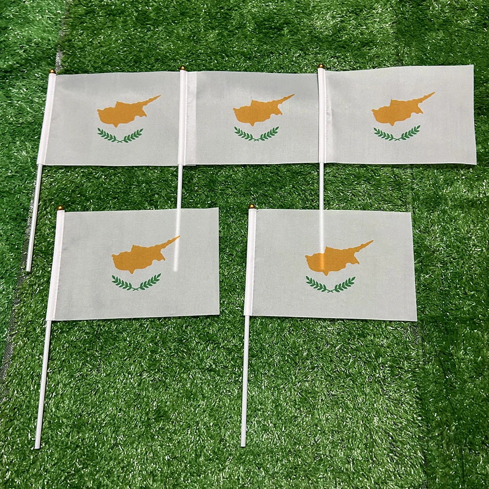 SKY FLAG Cyprus hand Flag 10/20/50/100pcs 21*14cm Cyprus Hand Waving Flags With plastic pole For Sports Activity Home Decor