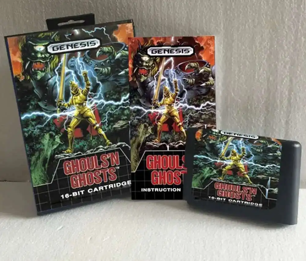 세가 메가드라이브 제네시스 콘솔용 Ghouls'n Ghosts, US 박스 및 매뉴얼 북 포함, 16 비트 MD 게임 카드, 핫 세일