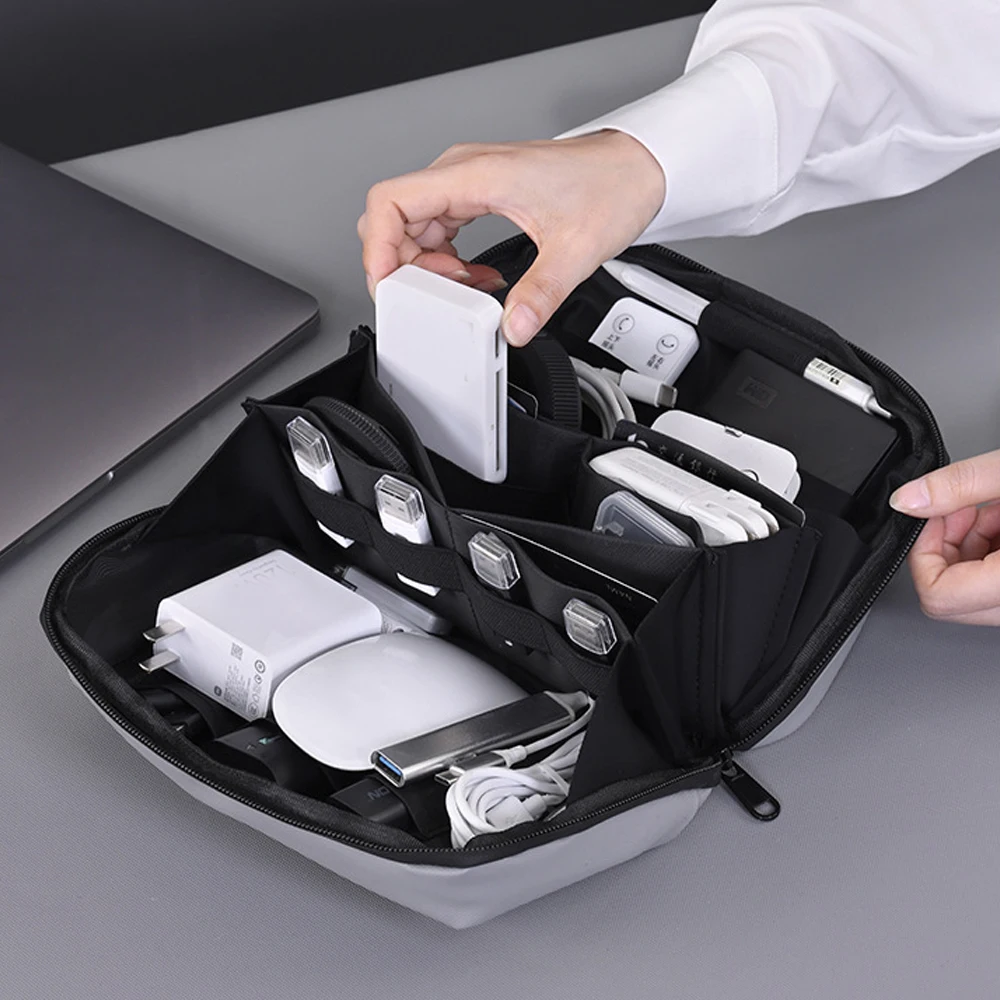 1Pcs Electronics Organizer Travel Case, 180° Open Water-resistant, Multifunctional Travel Organizer Bag, Electronic Accessories