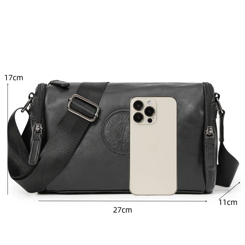 Fashion Men's Crossbody Bags New Design Barrel-Shaped Men Crossbody Shoulder Bag Soft PU Leather Shoulder Messenger Bag Bolsas