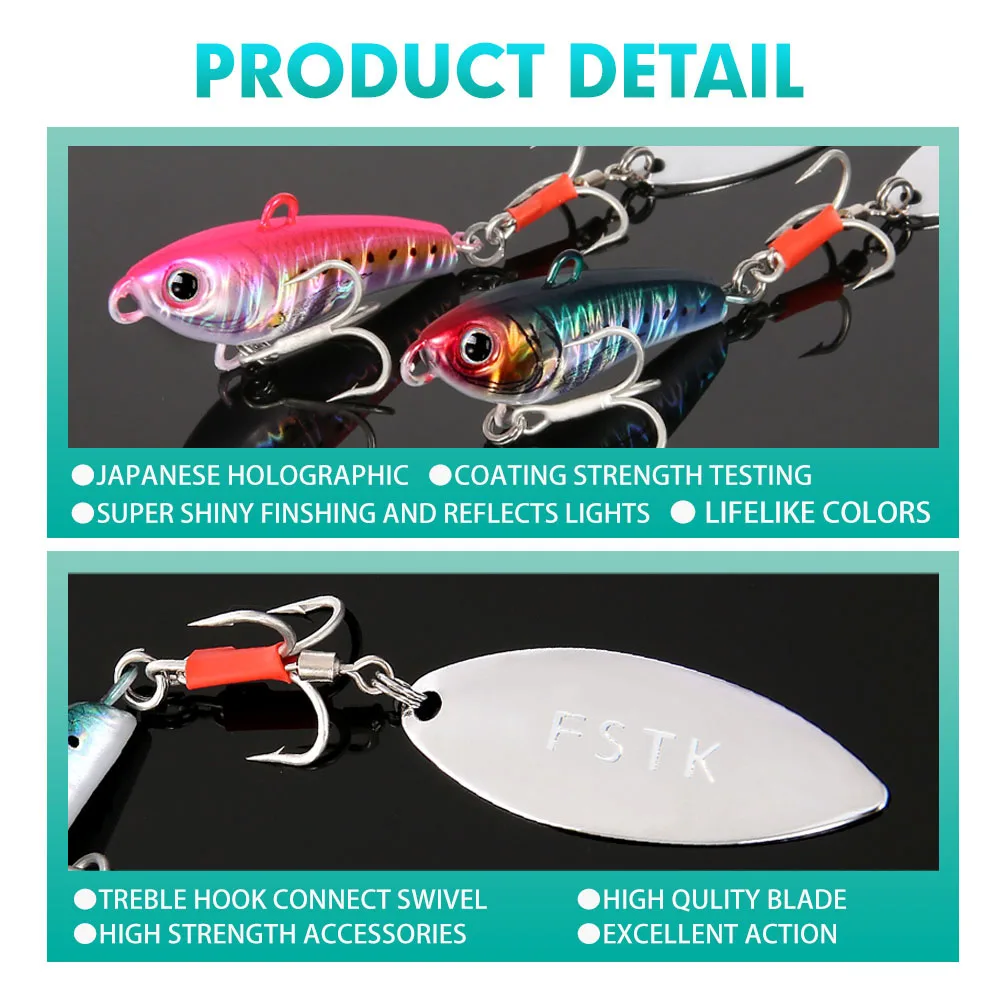 FSTK Freshwater Mackerel Bass Metal Vib Shad Casting Shore Jig 14 21 28G Jigging Blade Spoon Fishing Lure Artificial Bait Tackle